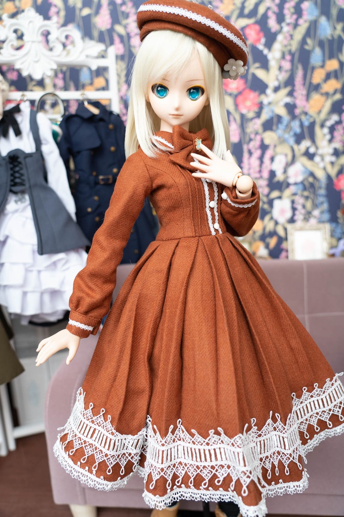 DD&DDS クラシカルワンピース帽子パニエセット(ライトブラウン)