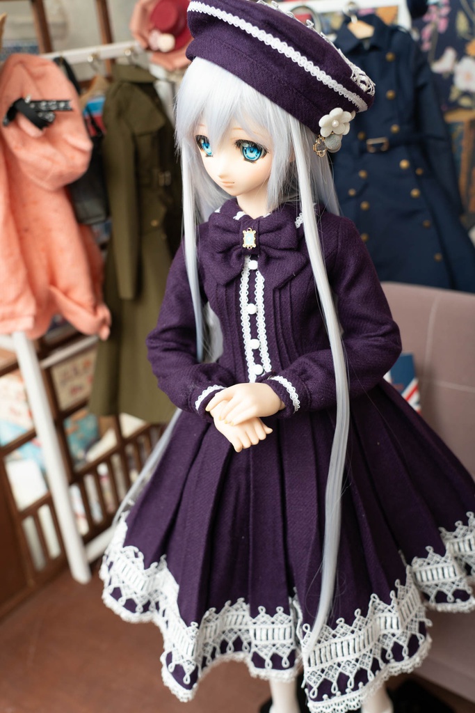 DD&DDS クラシカルワンピース帽子パニエセット(紫)