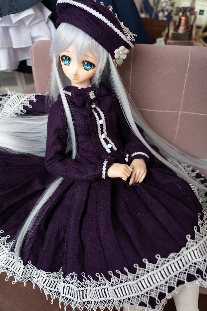 DD&DDS クラシカルワンピース帽子パニエセット(紫)