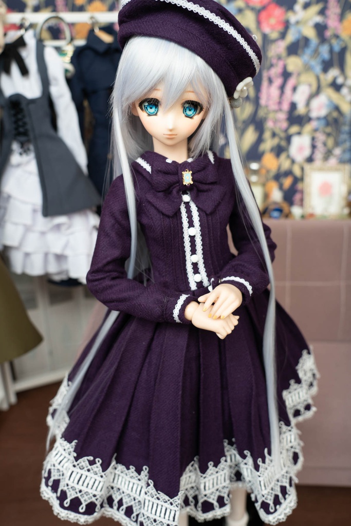 DD&DDS クラシカルワンピース帽子パニエセット(紫)