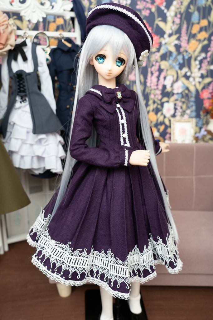 DD&DDS クラシカルワンピース帽子パニエセット(紫)