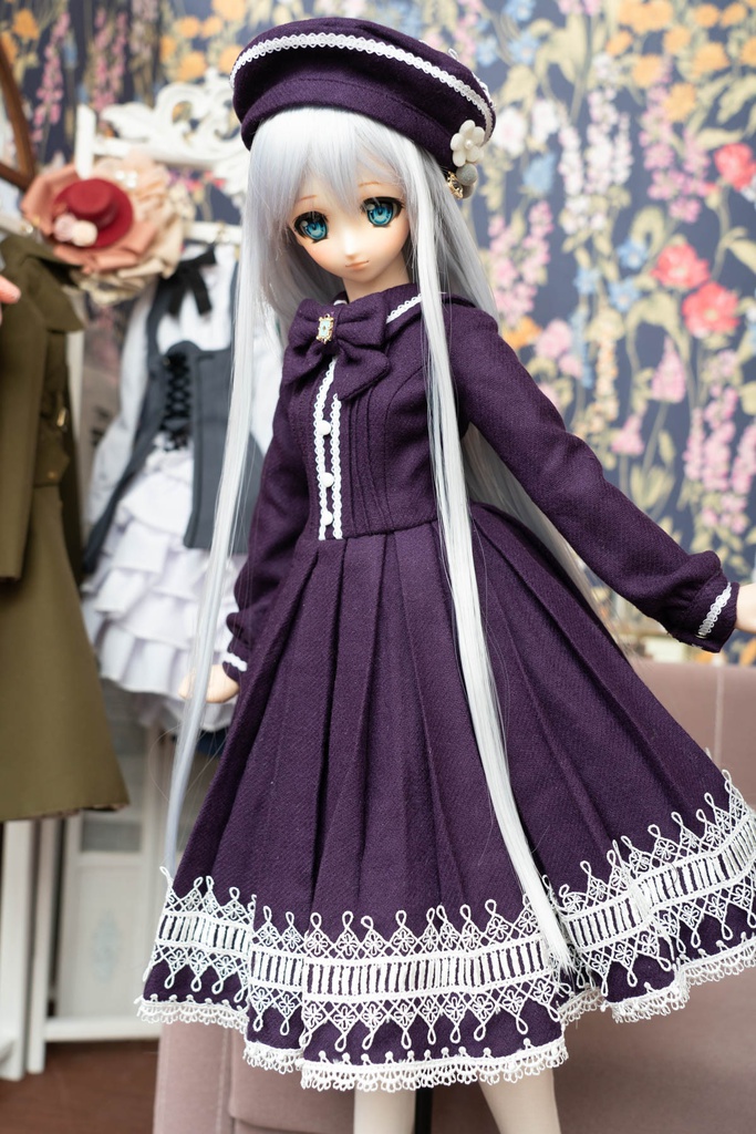 DD&DDS クラシカルワンピース帽子パニエセット(紫)