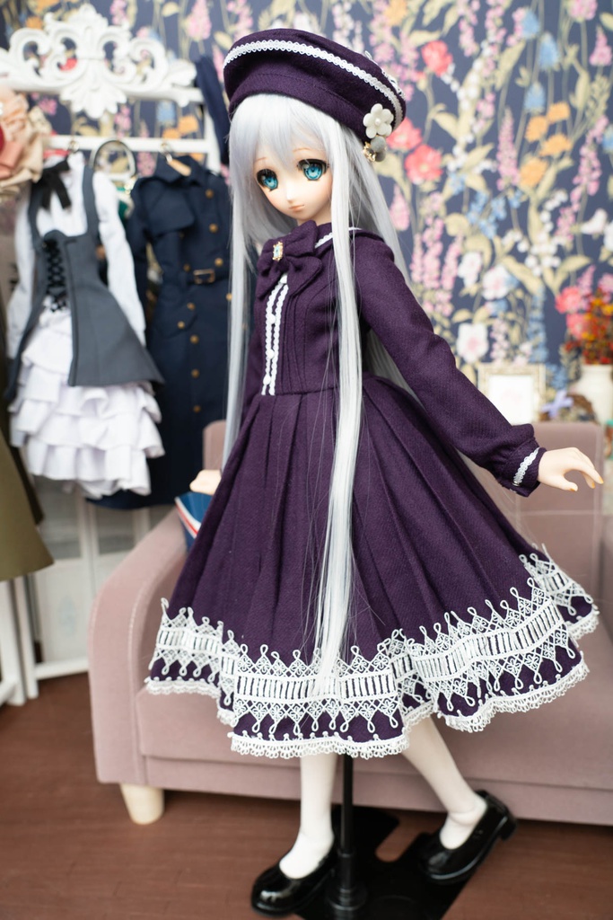 DD&DDS クラシカルワンピース帽子パニエセット(紫)