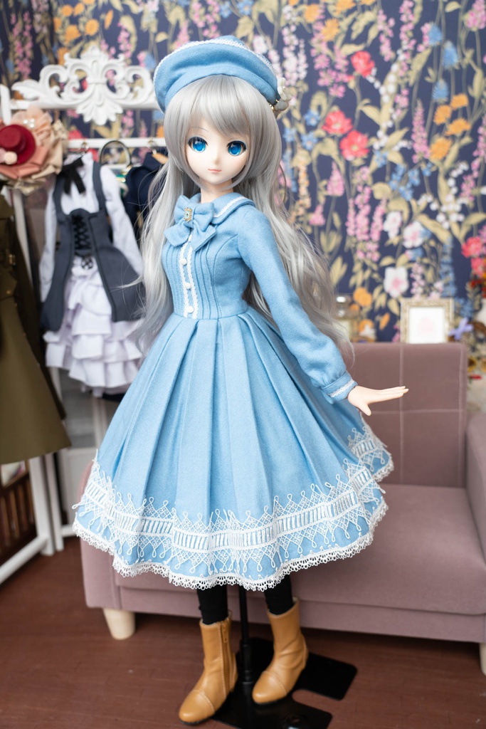 DD&DDS クラシカルワンピース帽子パニエセット(水色)