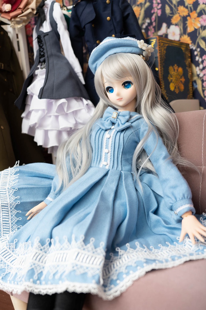 DD&DDS クラシカルワンピース帽子パニエセット(水色)