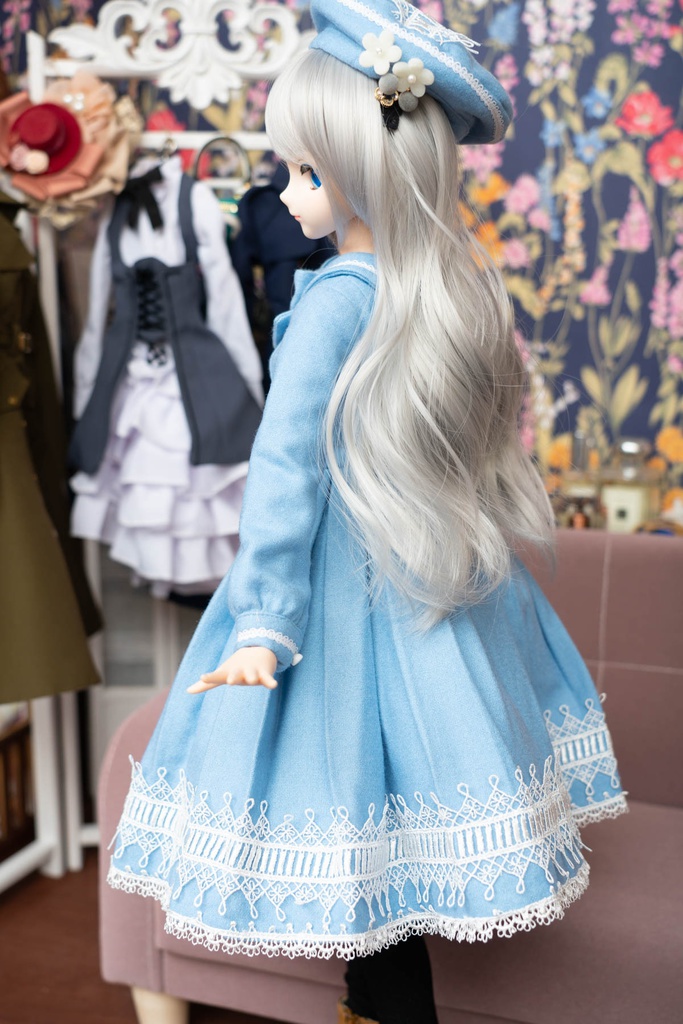 DD&DDS クラシカルワンピース帽子パニエセット(水色)