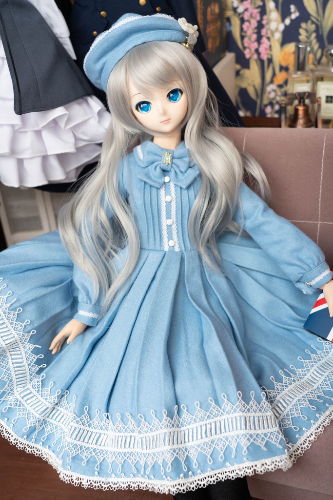 DD&DDS クラシカルワンピース帽子パニエセット(水色)