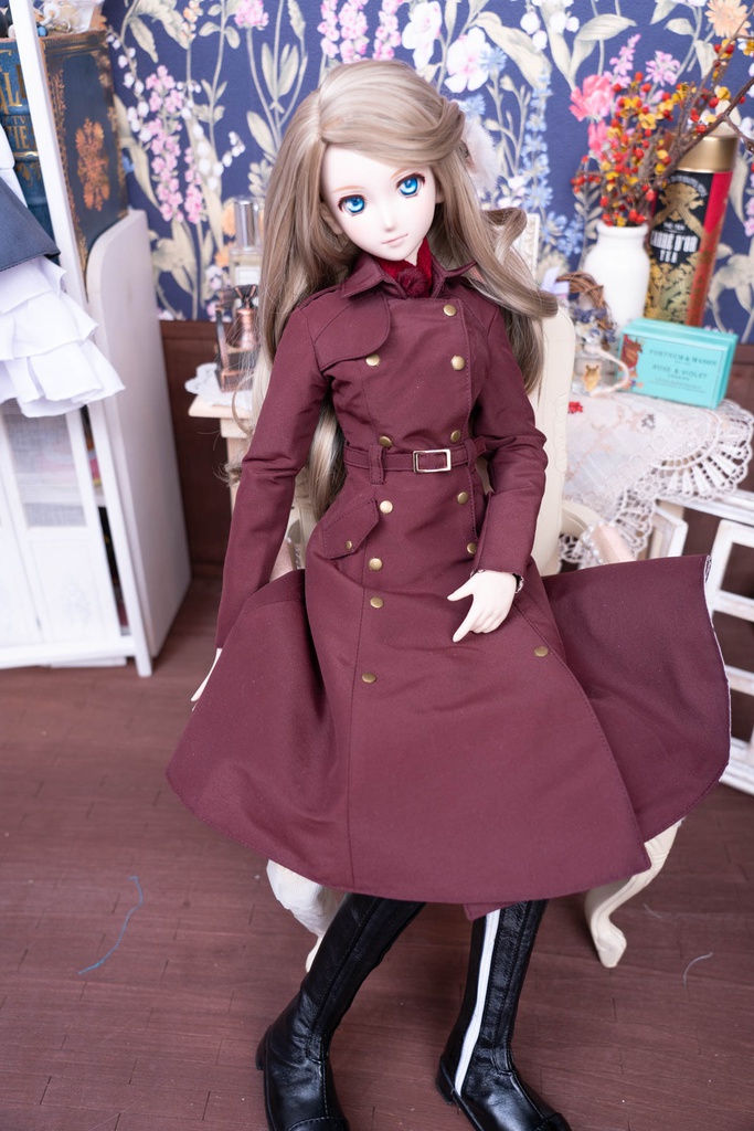 DDサイズ用トレンチコート ボルドー色