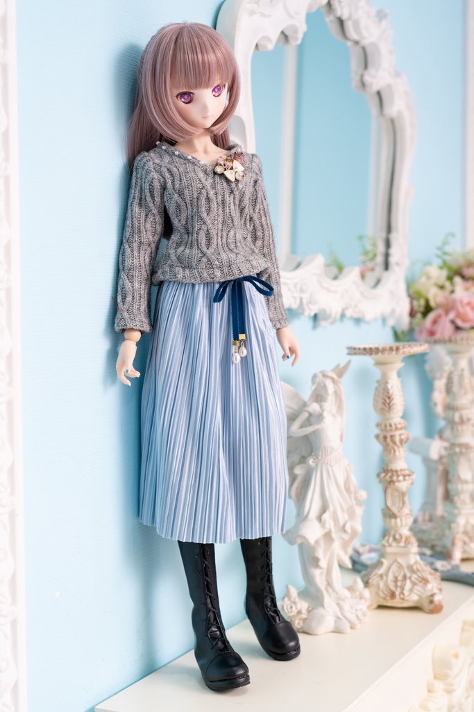 DD・DDSリボン付きアコーディオンスカート(4色)