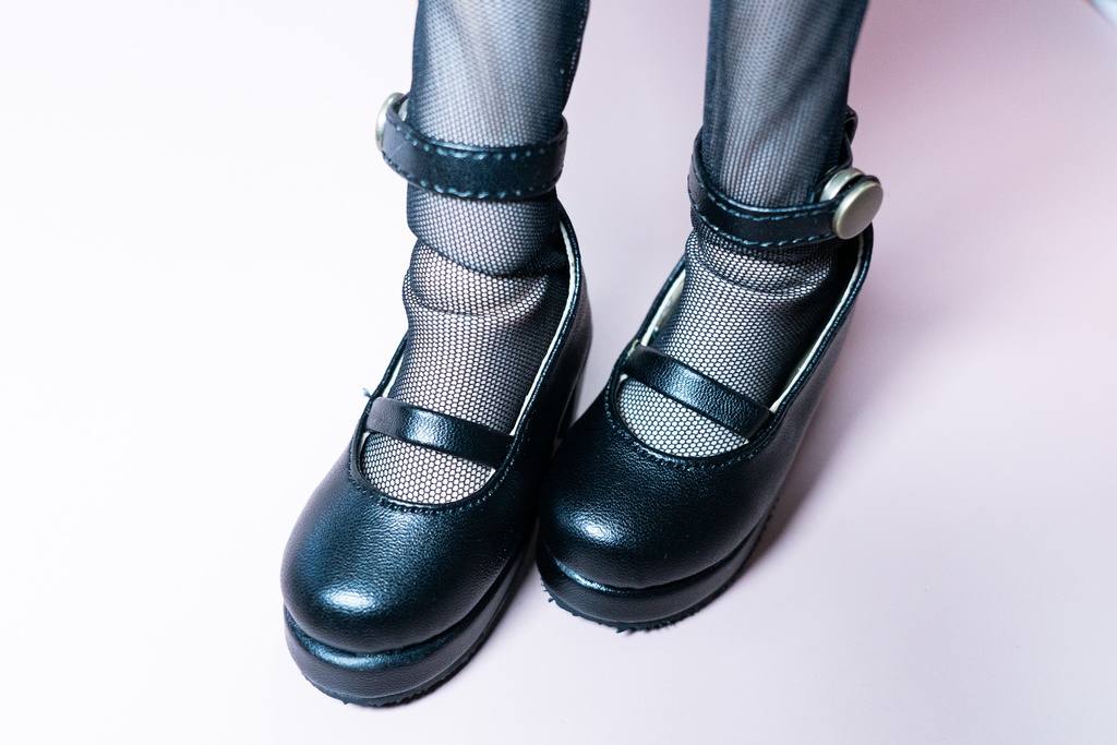 DD・DDSサイズ ストラップシューズ(ホック留め)黒