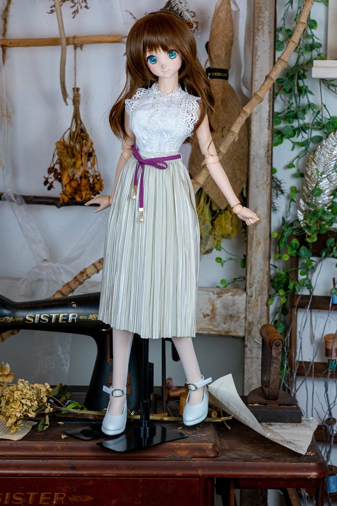 DD・DDSリボン付きアコーディオンスカート(4色)