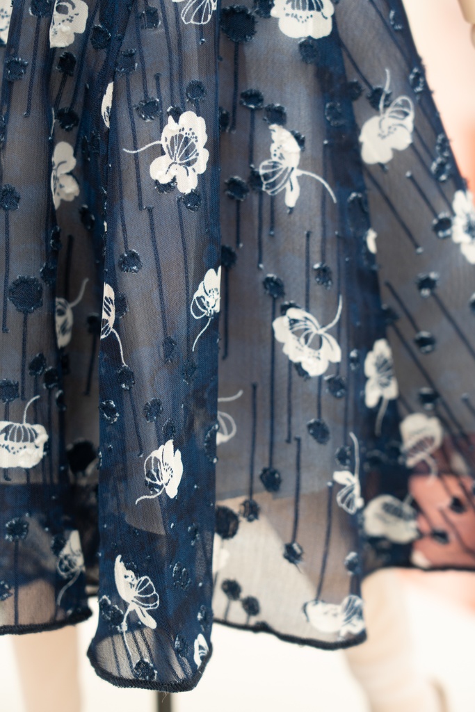 DD・DDSサイズ ジョーゼットフレアスカート(紺)