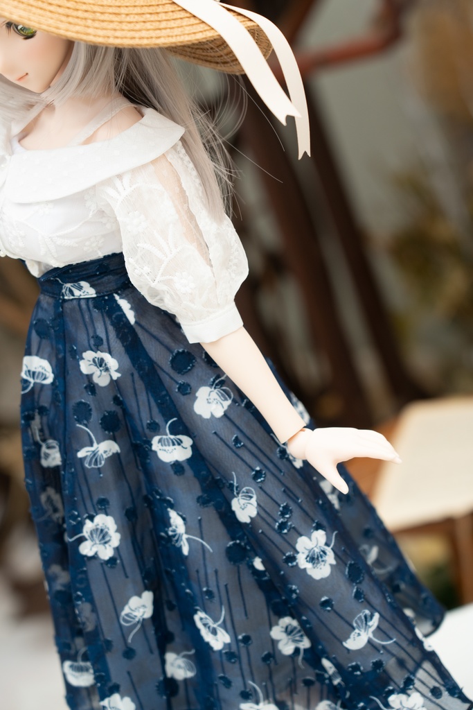 DD・DDSサイズ ジョーゼットフレアスカート(紺)