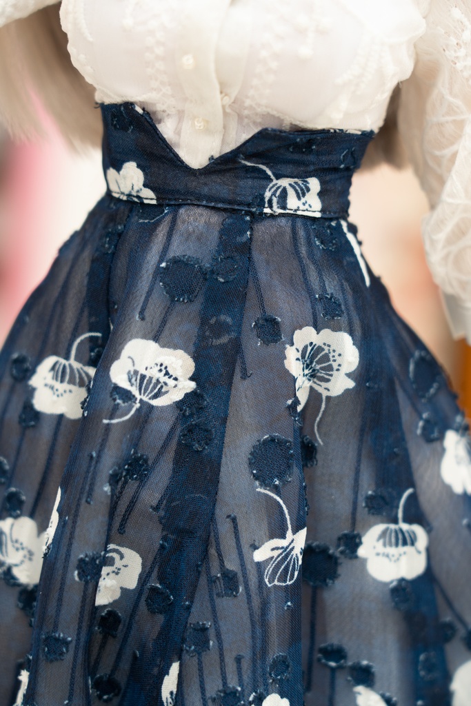 DD・DDSサイズ ジョーゼットフレアスカート(紺)