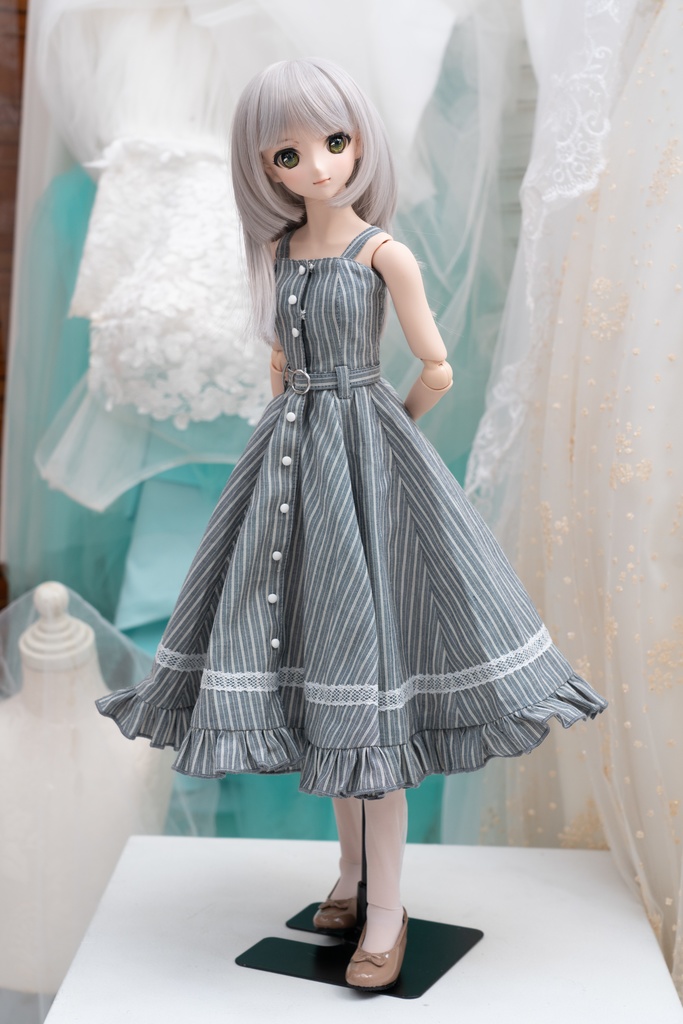 DD・DDSサイズ ジャンパーフレアスカート(グレイ)