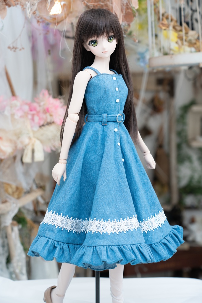 DD・DDSサイズ フレアジャンパースカート(デニム)