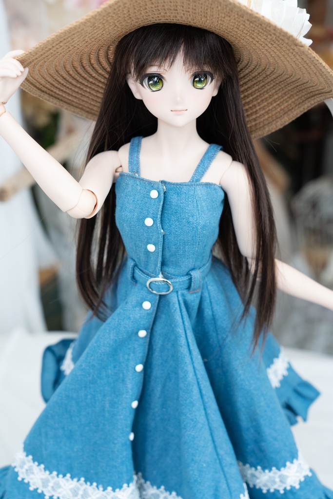 DD・DDSサイズ フレアジャンパースカート(デニム)