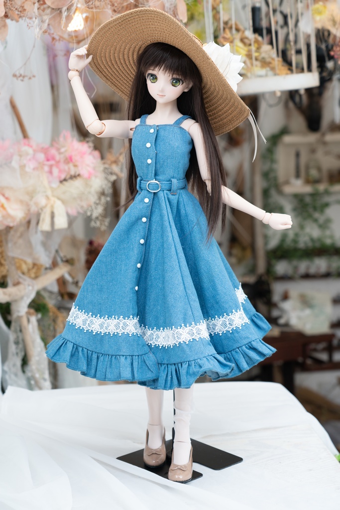 DD・DDSサイズ フレアジャンパースカート(デニム)