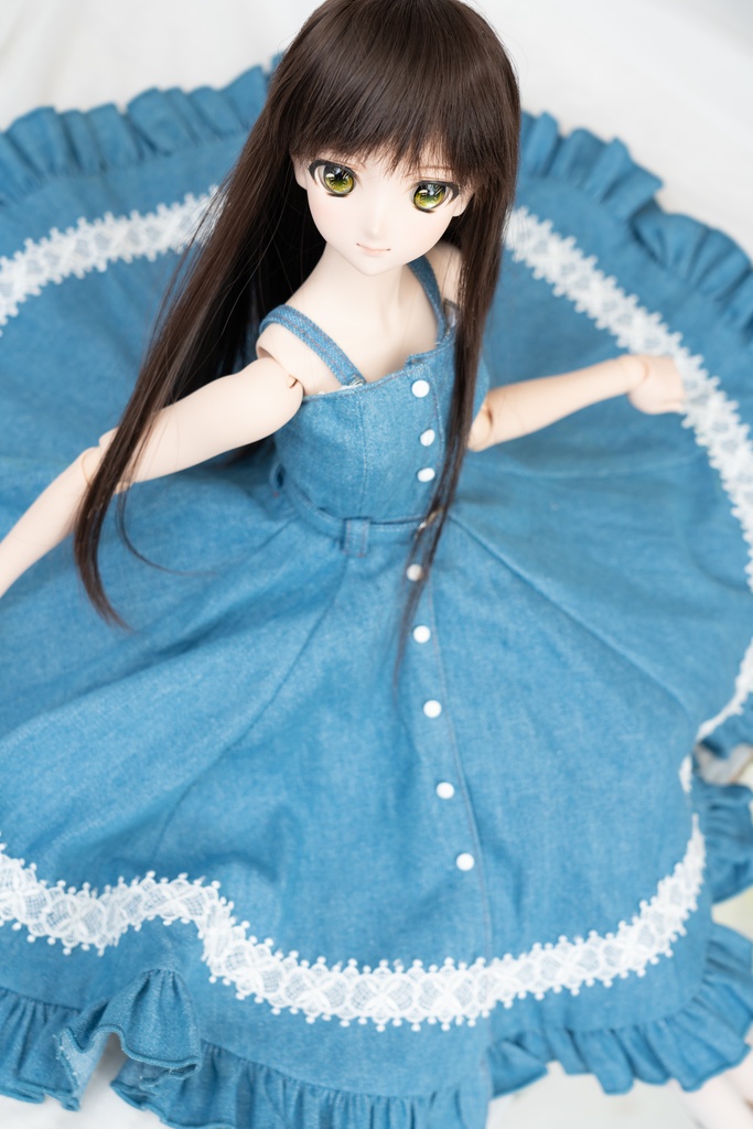 DD・DDSサイズ フレアジャンパースカート(デニム)