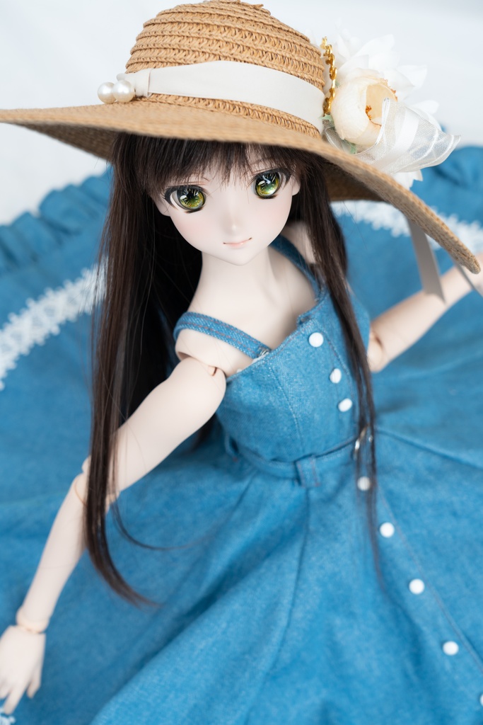 DD・DDSサイズ フレアジャンパースカート(デニム)