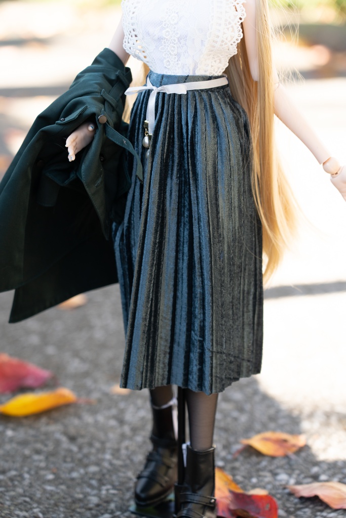 DD/DDSサイズリボン付きアコーディオンスカート(4色)