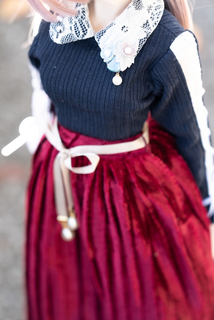 DD/DDSサイズリボン付きアコーディオンスカート(4色)