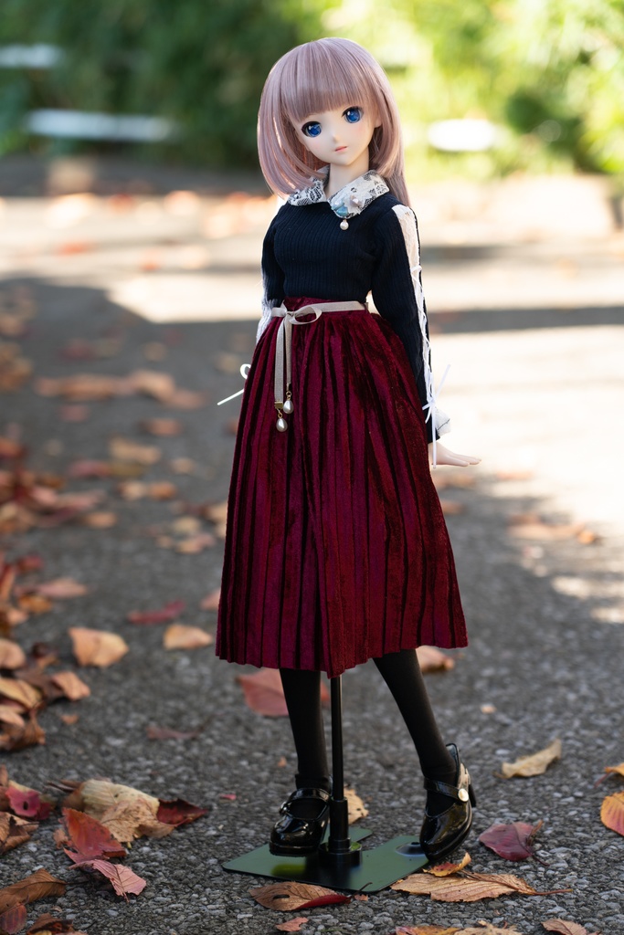 DD/DDSサイズリボン付きアコーディオンスカート(4色)