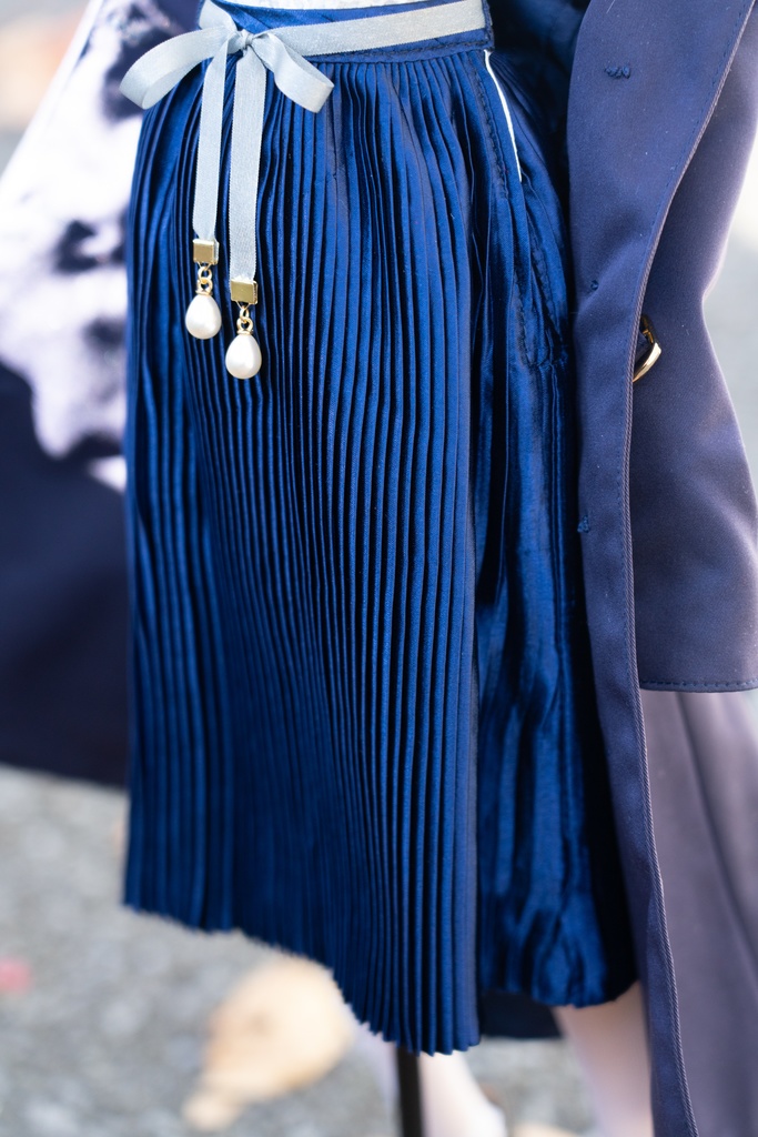 DD/DDSサイズリボン付きアコーディオンスカート(4色)