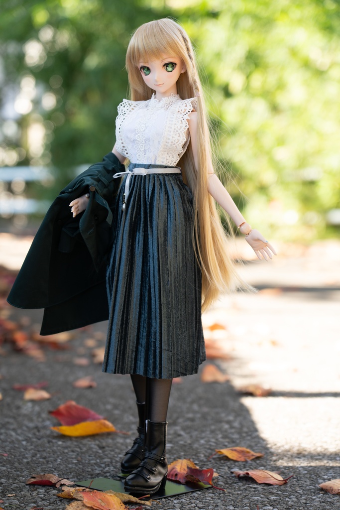 DD/DDSサイズリボン付きアコーディオンスカート(4色)