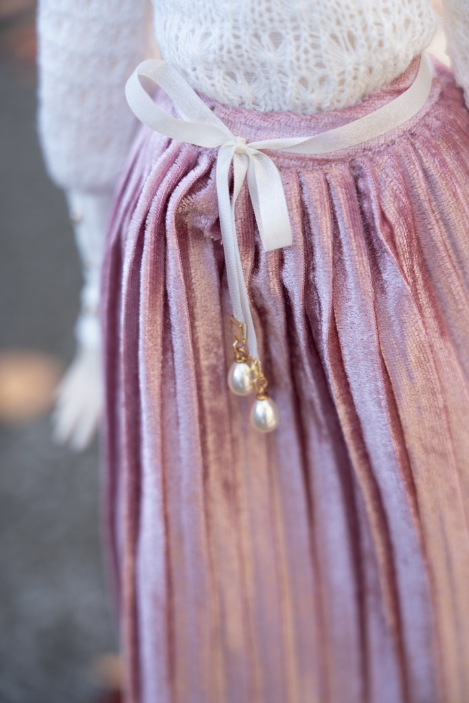 DD/DDSサイズリボン付きアコーディオンスカート(4色)