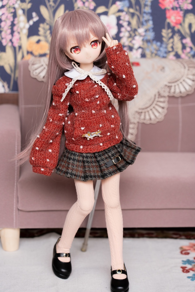 MDD/DDPサイズ水玉ニットパーカー●