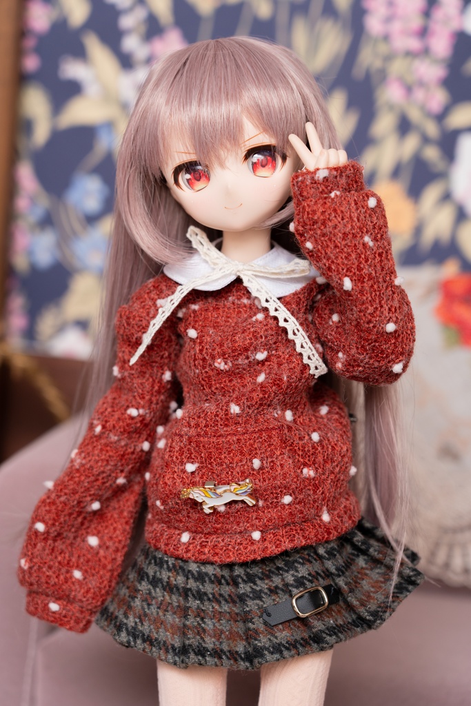 MDD/DDPサイズ水玉ニットパーカー●