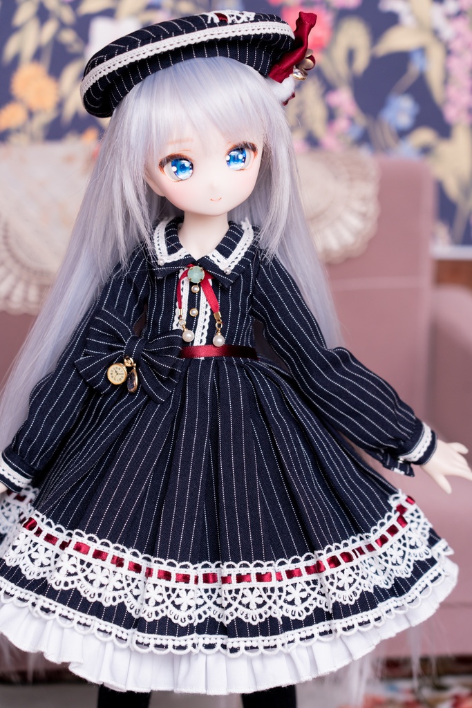 MDDサイズストライプ柄ワンピースセット