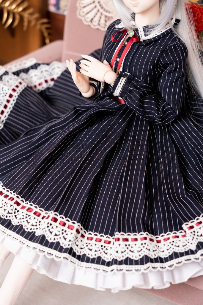 DD/DDSサイズストライプ柄ワンピースセット