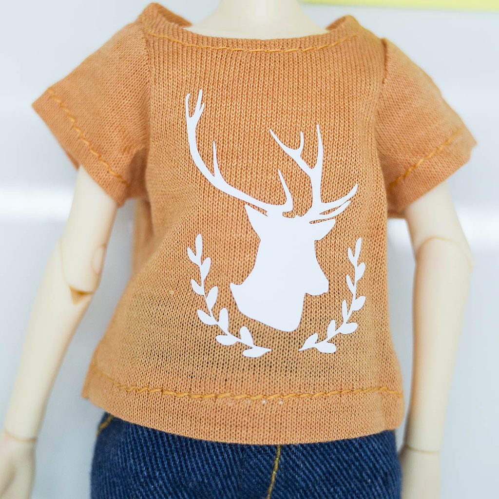 ピュアニーモ男の子対応Tシャツ（鹿の角柄・オレンジ）
