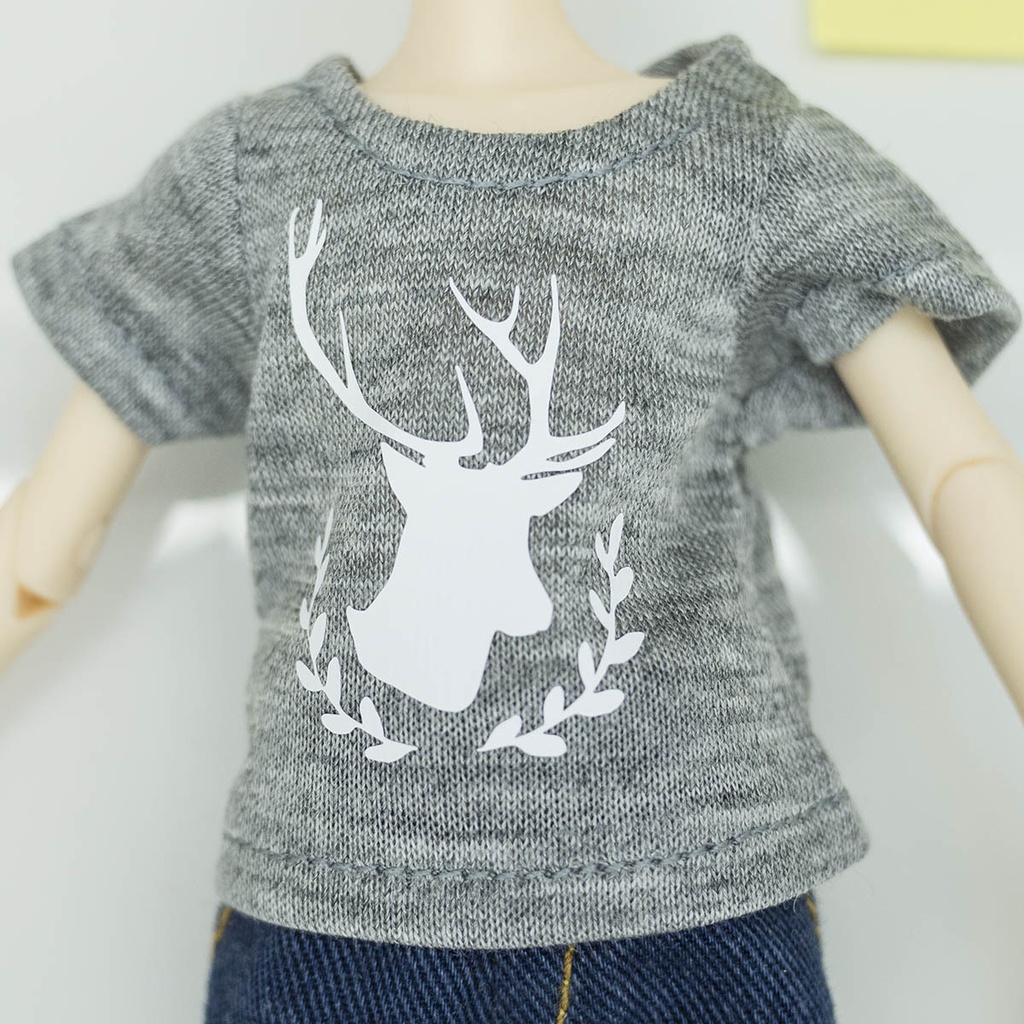 ピュアニーモ男の子対応Tシャツ（鹿の角柄・グレー）