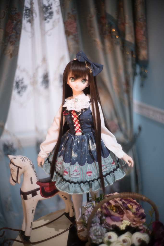 オリジナルプリント柄ジャンパースカートセット【真夜中のメリーゴーランド】