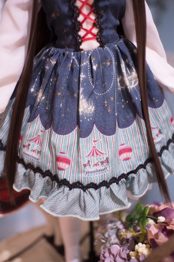 オリジナルプリント柄ジャンパースカートセット【真夜中のメリーゴーランド】