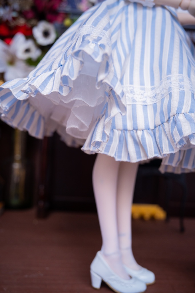 DD・DDSレーストップ&ジャンパースカートセットアップ三点セット【ブルー×ホワイトストライプ】