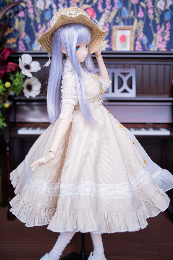 DD・DDSレーストップ&ジャンパースカートセットアップ三点セット【ペールイエロー】