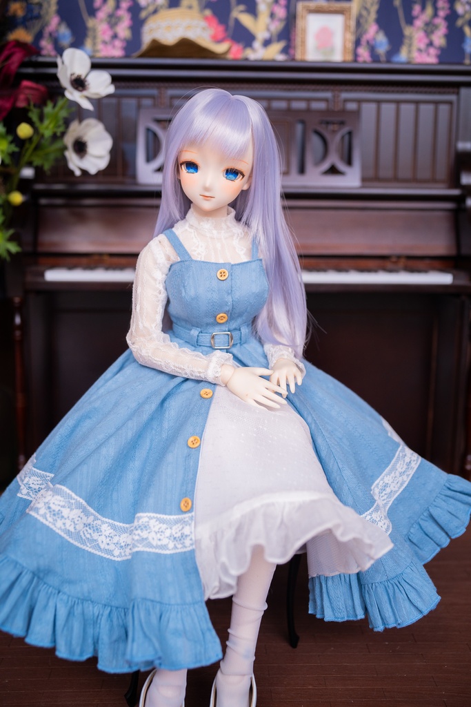 DD・DDSレーストップ&ジャンパースカートセットアップ三点セット【ブルー】