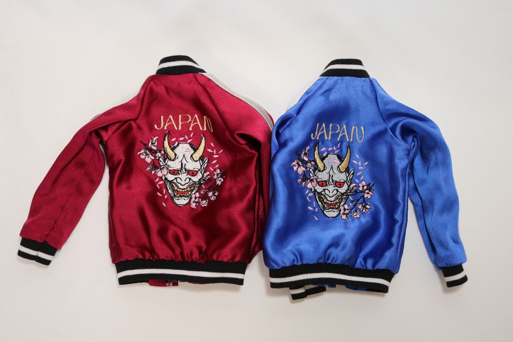 MDD　刺繍スカジャン　ネイビー/ボルドー