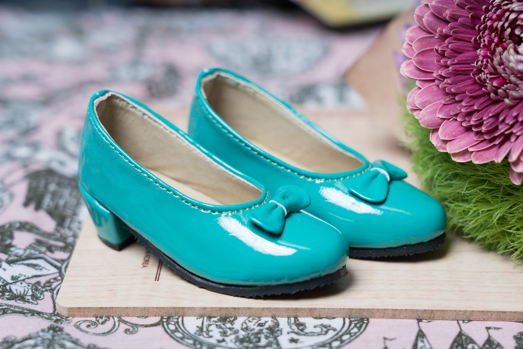 ●リボン付きパンプス エメラルドグリーン● DD/SD/SD13&GR Girls対応