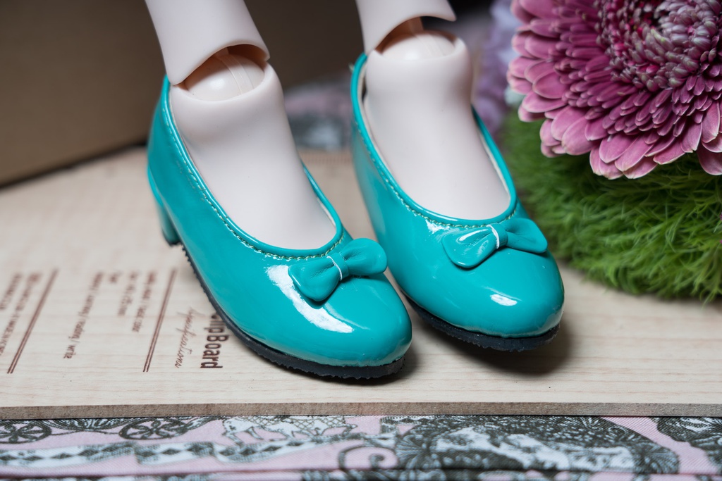 ●リボン付きパンプス エメラルドグリーン● DD/SD/SD13&GR Girls対応