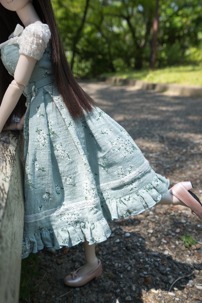 ●オリジナルアーリーサマードレスセット ミントフラワー●DD、DDSサイズ対応