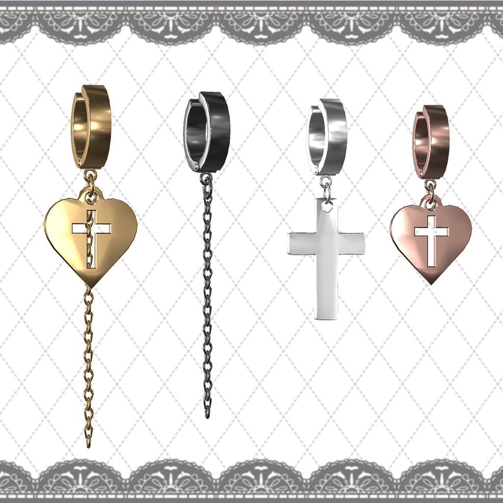 【VRChat想定】地雷系イヤリング4種