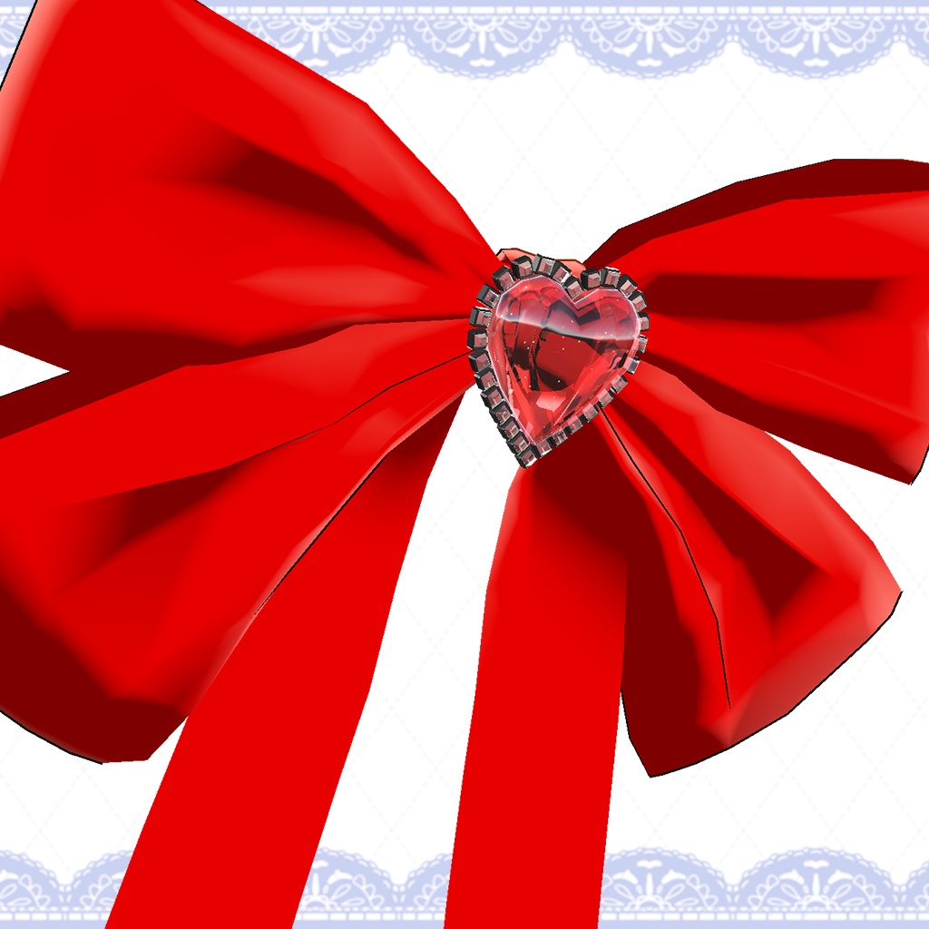 【3Dモデル】大きめリボン&ジュエルアクセサリー