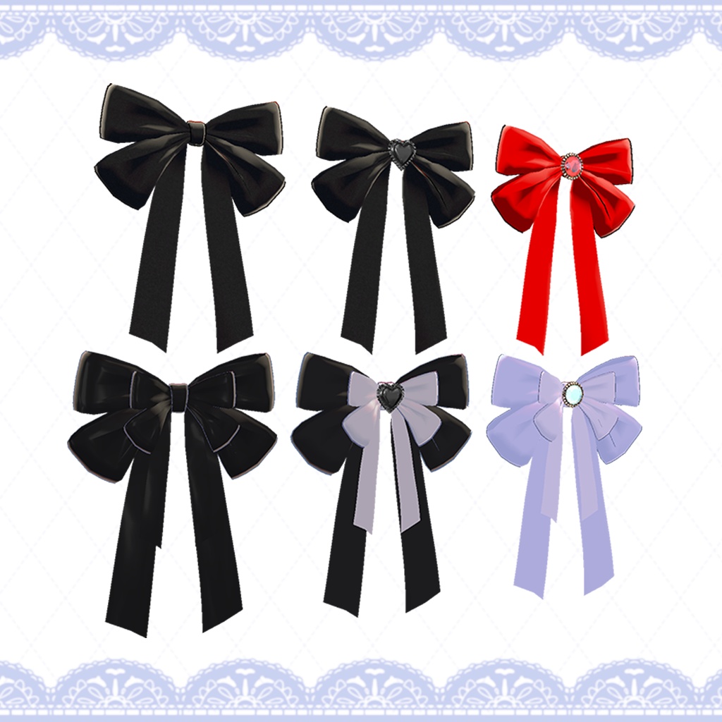 【3Dモデル】大きめリボン&ジュエルアクセサリー