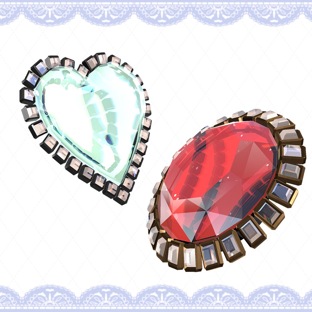 【3Dモデル】大きめリボン&ジュエルアクセサリー