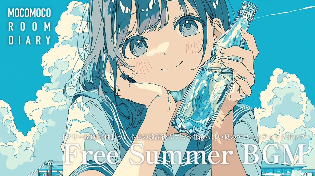 【フリーBGM10曲】ラムネ色の放課後カフェ〜甘酸っぱい夏のアコースティックポップ【商用利用可】
